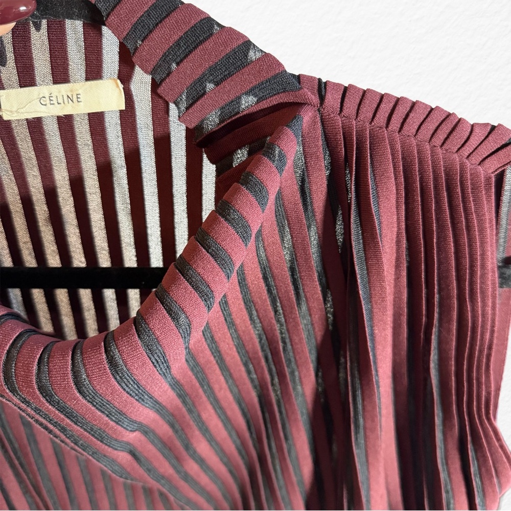 CELINE Two-tone pleated silk blend top - Picture 4 of 8